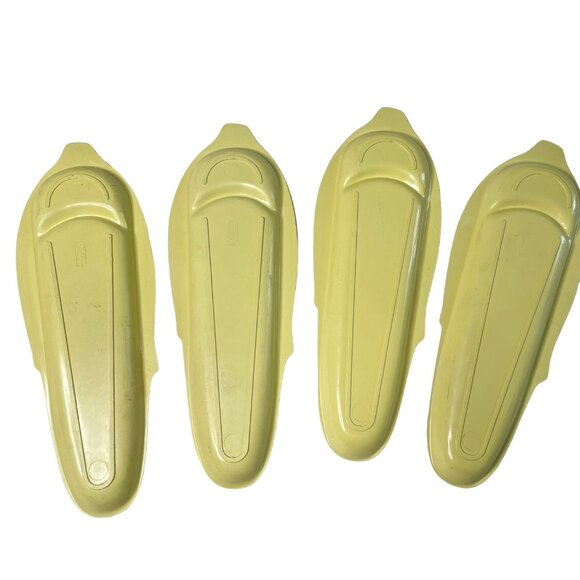 Beacon Plastic Corn on the Cob Trays Lime Yellow Plates Vintage Retro Set of 4 u - Picture 5 of 6